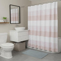 72 White And Pink Striped Shower Curtain