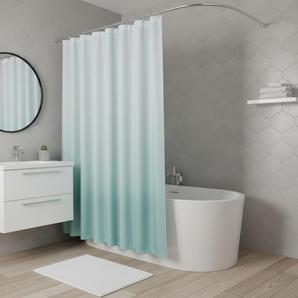 72 White And Sea Green Ombre Shower Curtain