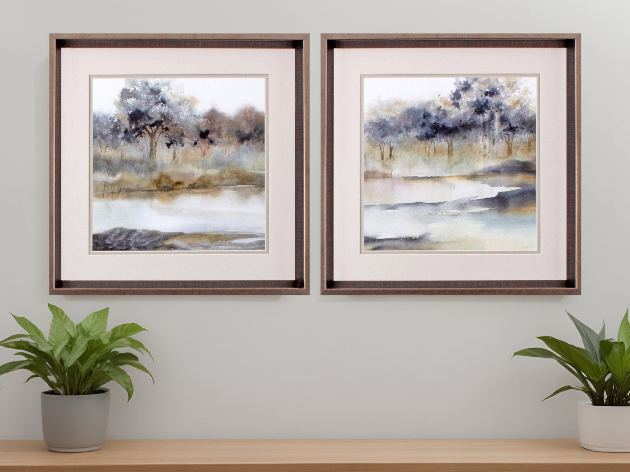 Set Of Two Silent Waters Bronze Framed Print Wall Art