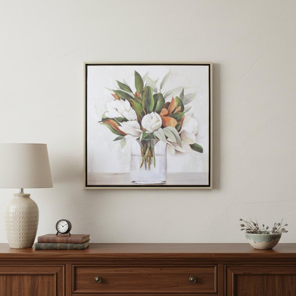 Magnolia Bouquet Silver Framed Print Wall Art