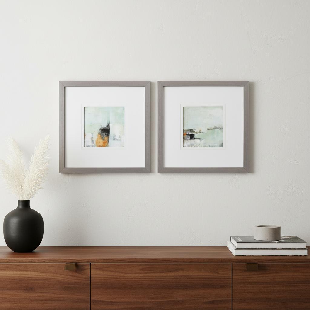 Set Of Two Bay View Mornin Silver Framed Print Wall Art