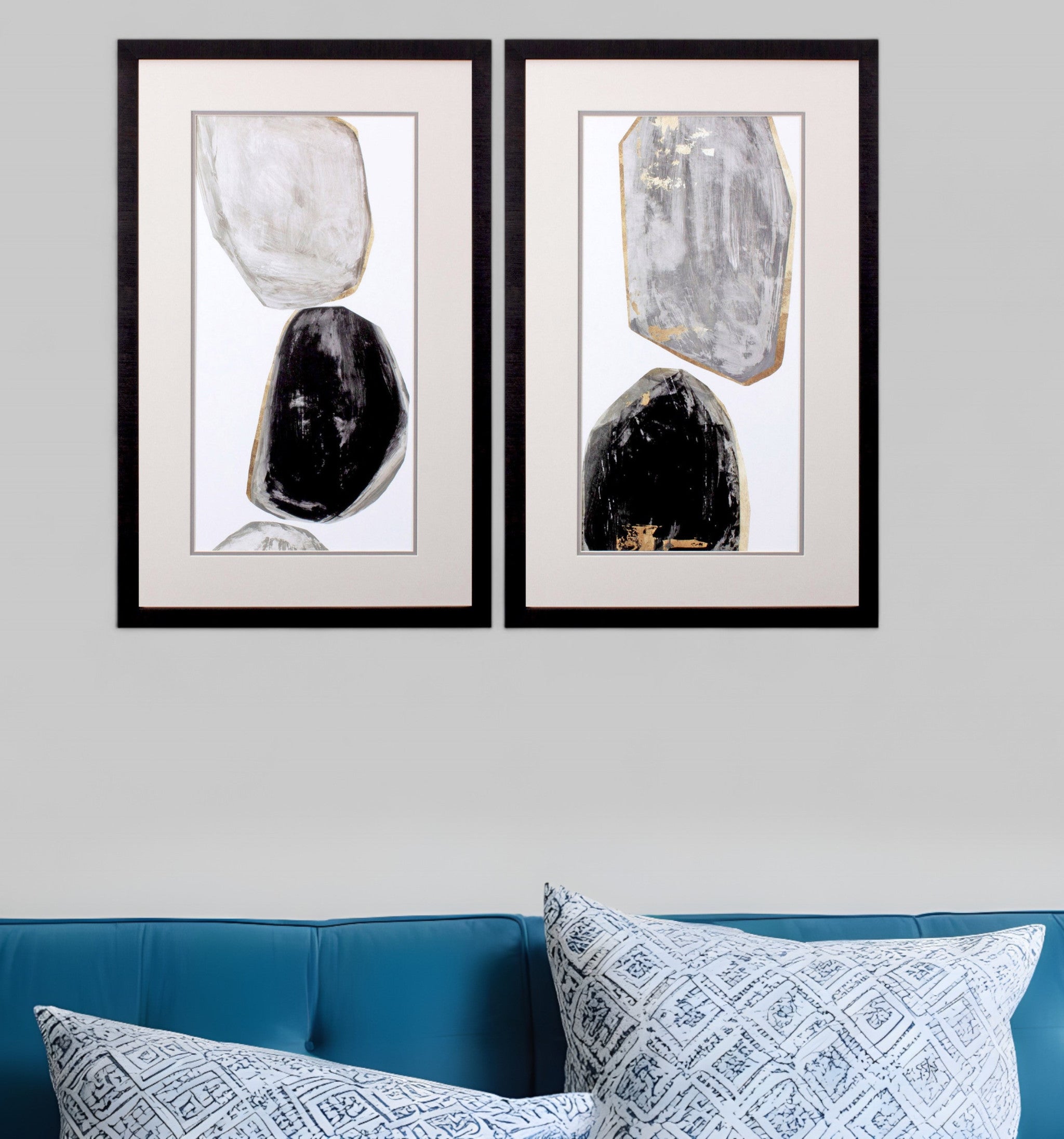 Set Of Two Stones Brown Framed Print Wall Art