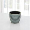 Blue Ceramic 22 Ounce Dotted Round Distressed Pot Planter
