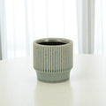 Green Ceramic 35 Ounce Striped Round Distressed Pot Planter