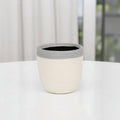 Gray And Ivory Ceramic 41 Ounce Crackle Round Distressed Pot Planter