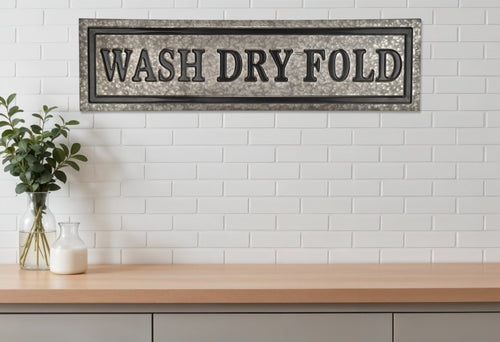 10 X 36 Gray Wash Dry Fold Metal Wall Decor
