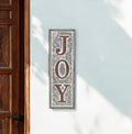 19 X 6 Gray and Brown Handcrafted Joy Metal Wall Decor
