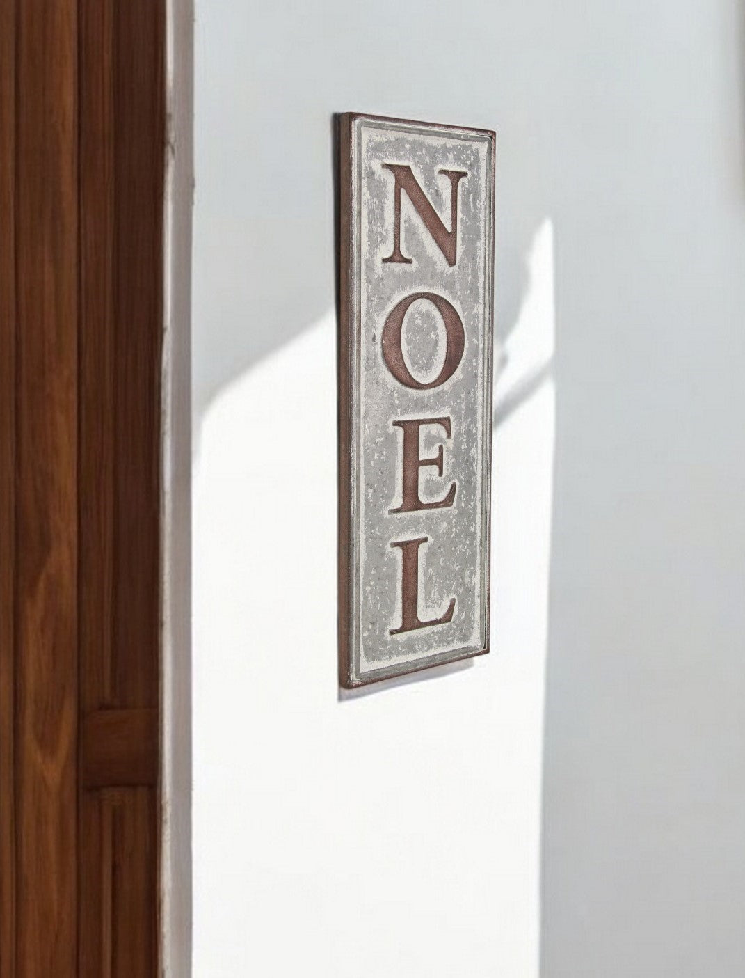 19 X 6 Gray and Brown Christmas Handcrafted Noel Metal Wall Decor