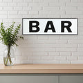 8 X 25 White and Black Handcrafted Bar Metal Wall Decor