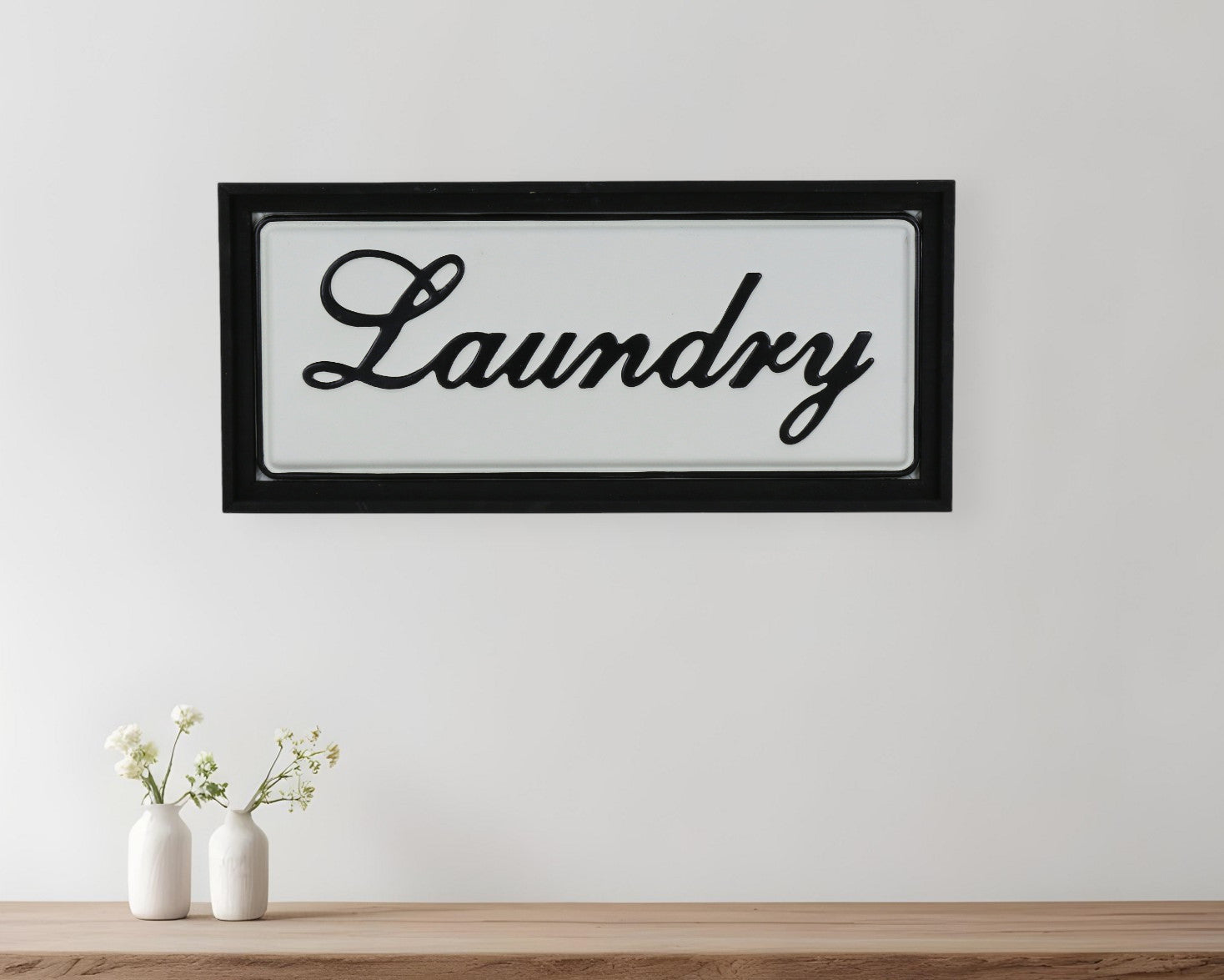 11 X 24 Black and White Handcrafted Laundry Metal Wall Decor