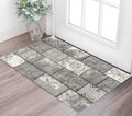 3 X 5 Gray and Ivory Damask Power Loom Area Rug