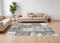 8 X 11 Gray and Ivory Damask Power Loom Area Rug