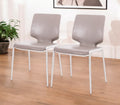 Set of Two Dark Gray And Silver Upholstered Faux Leather Dining Side Chairs