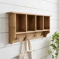 30 Natural Wood Four Hook Wall Mount Coat Rack