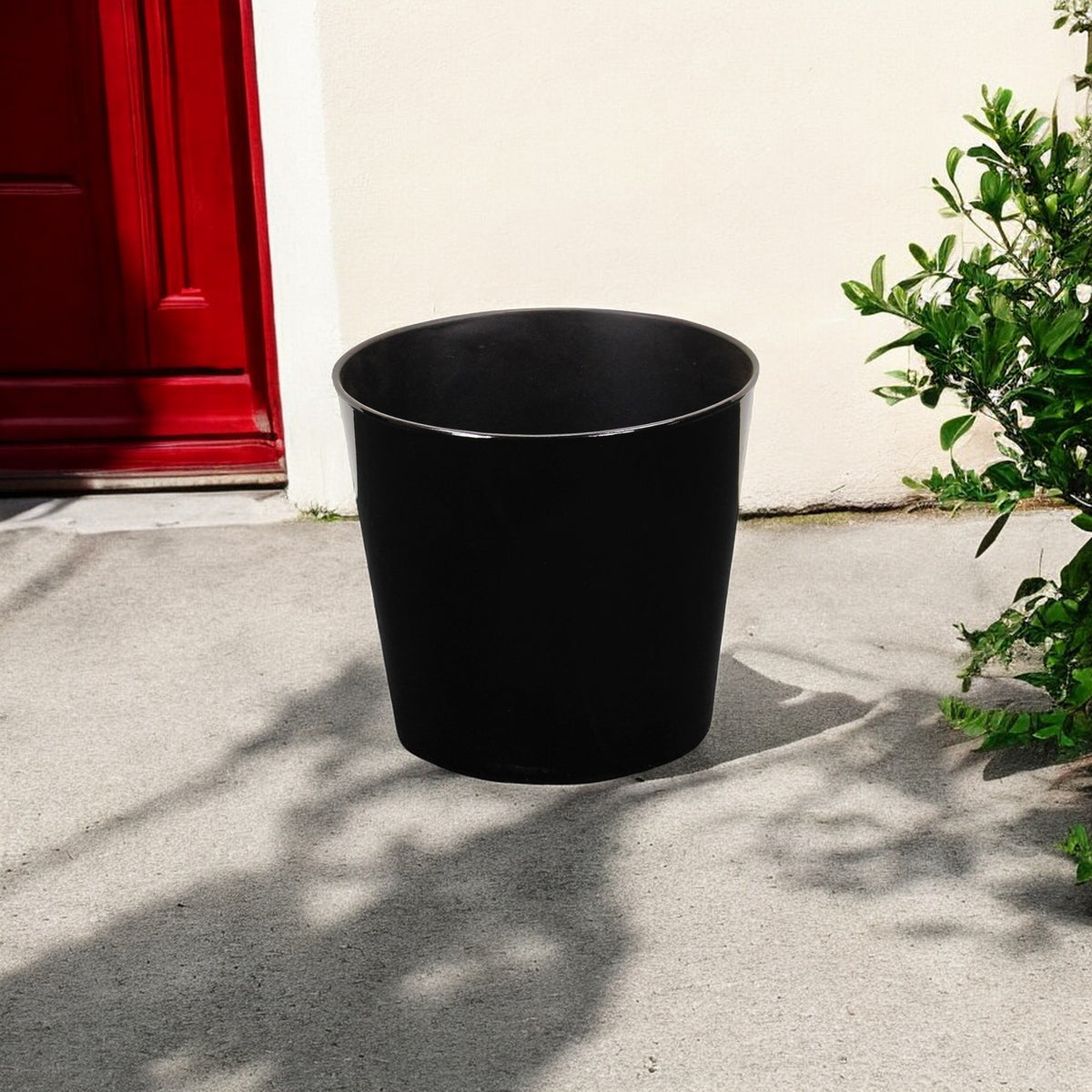 9' Black Recycled Plastic Indoor Outdoor Round Pot Planter