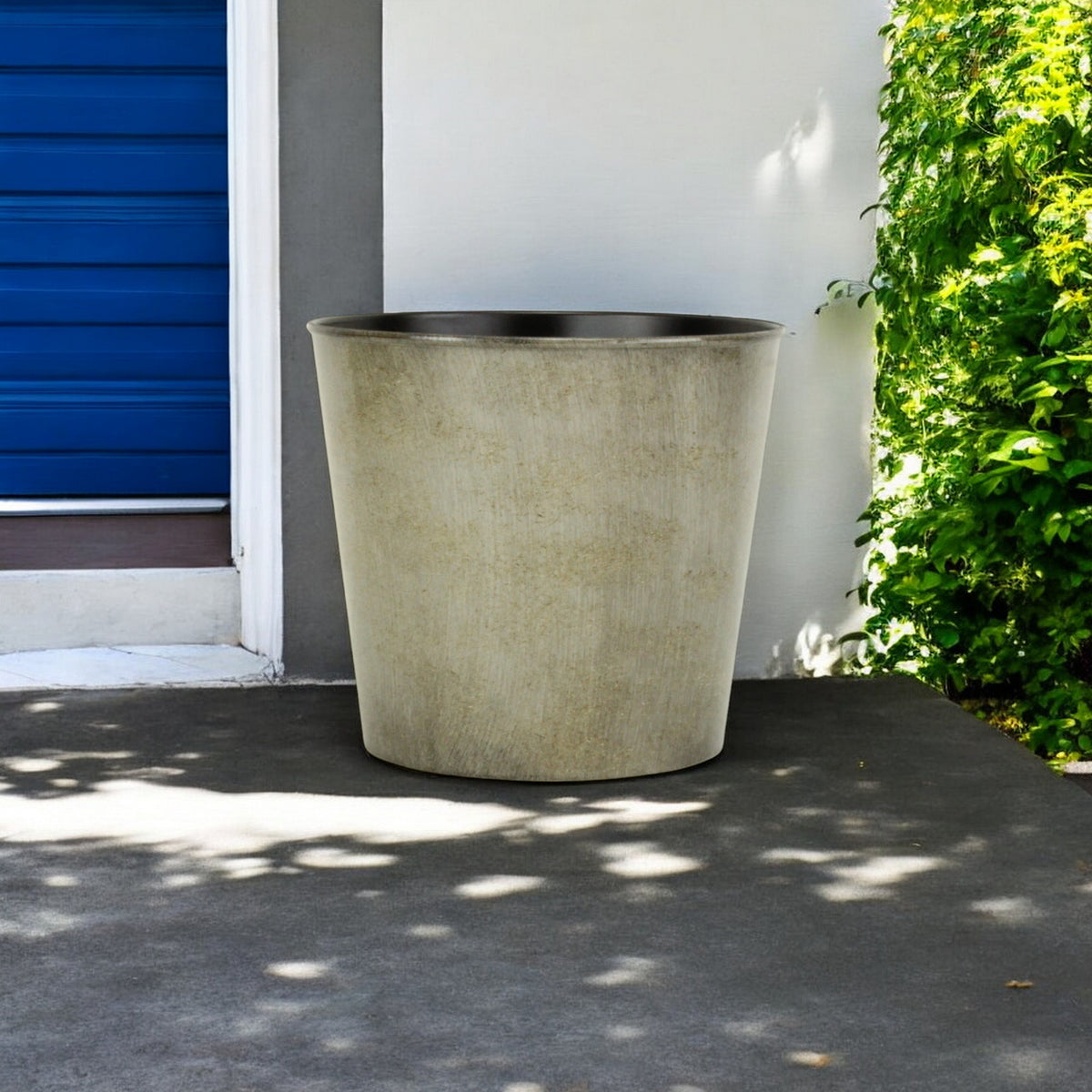 9' Gray Recycled Plastic Indoor Outdoor Round Pot Planter