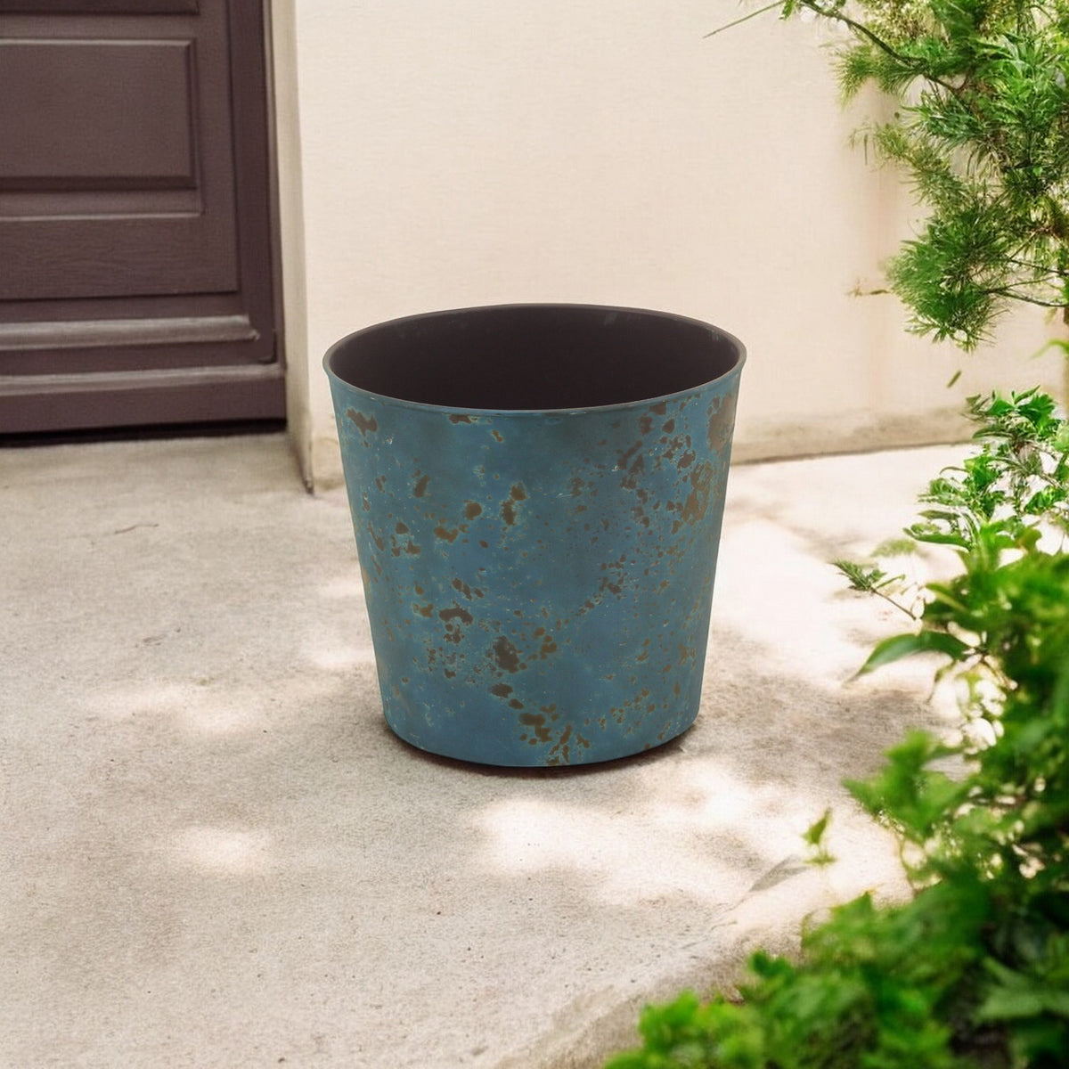 9' Blue Recycled Plastic Indoor Outdoor Round Pot Planter