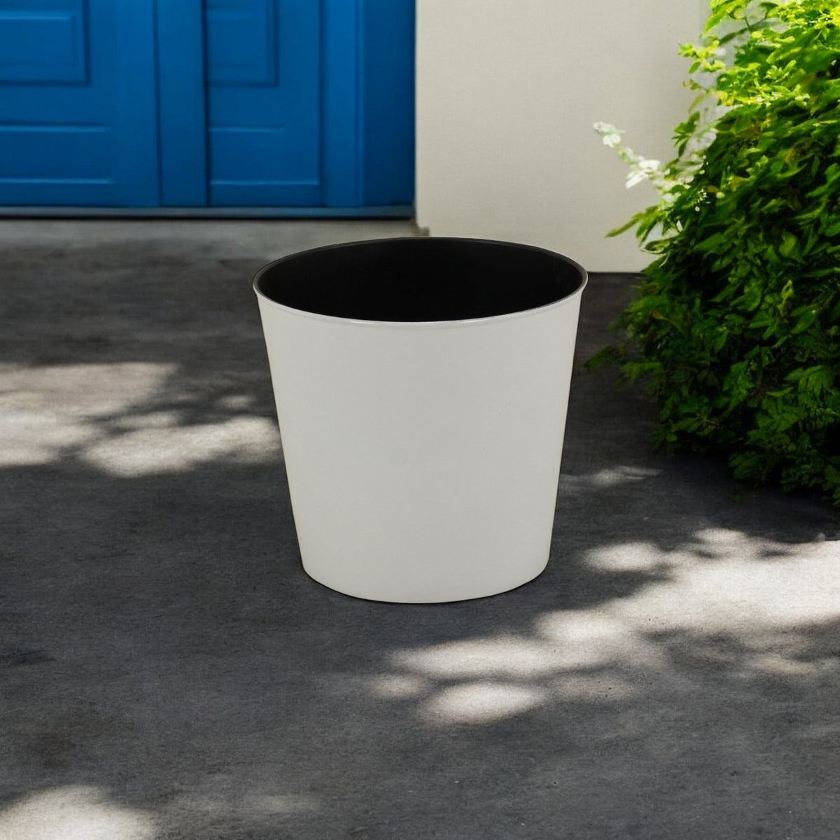 9' White Recycled Plastic Indoor Outdoor Round Pot Planter
