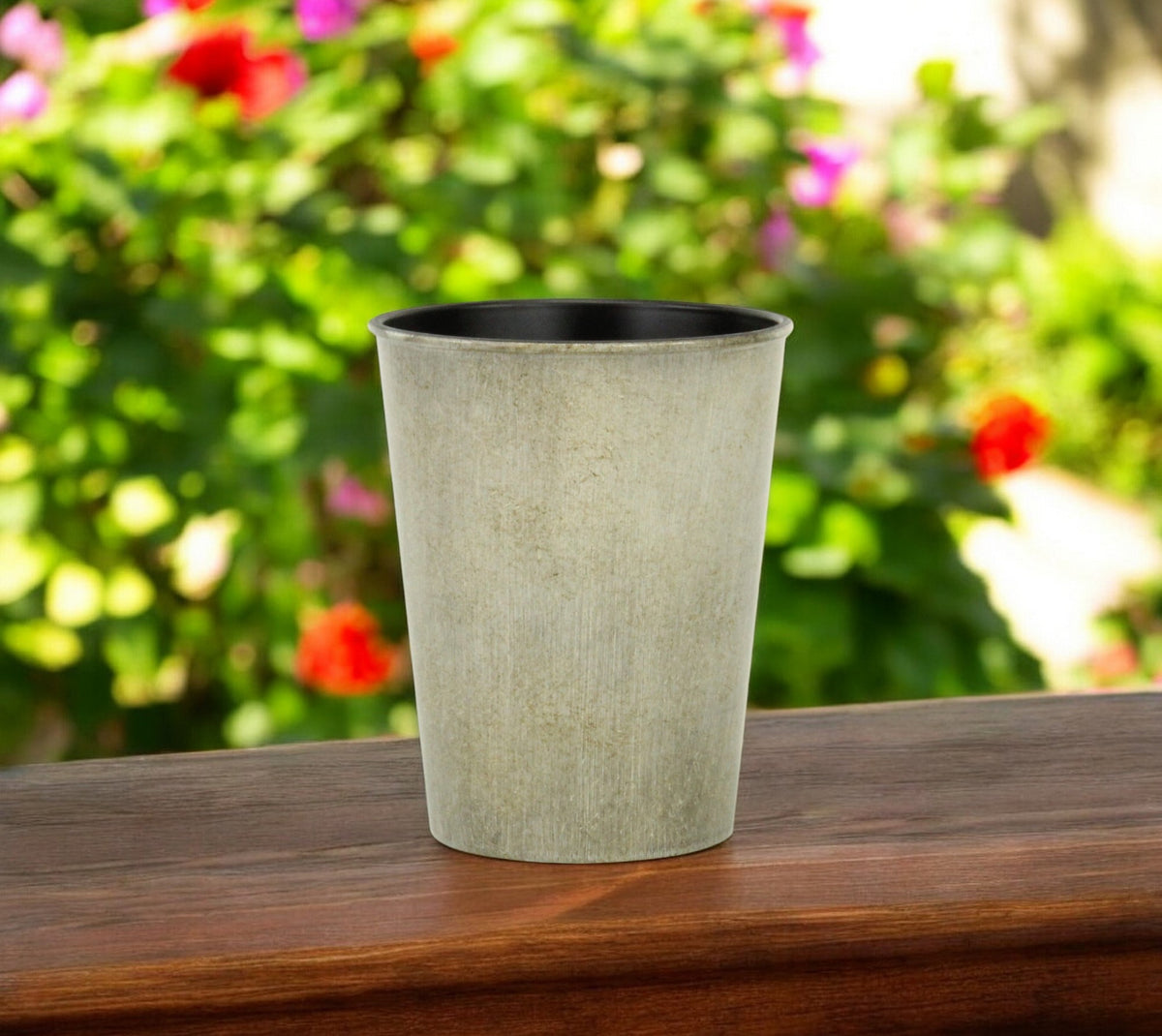5' Gray Recycled Plastic Indoor Outdoor Round Pot Planter