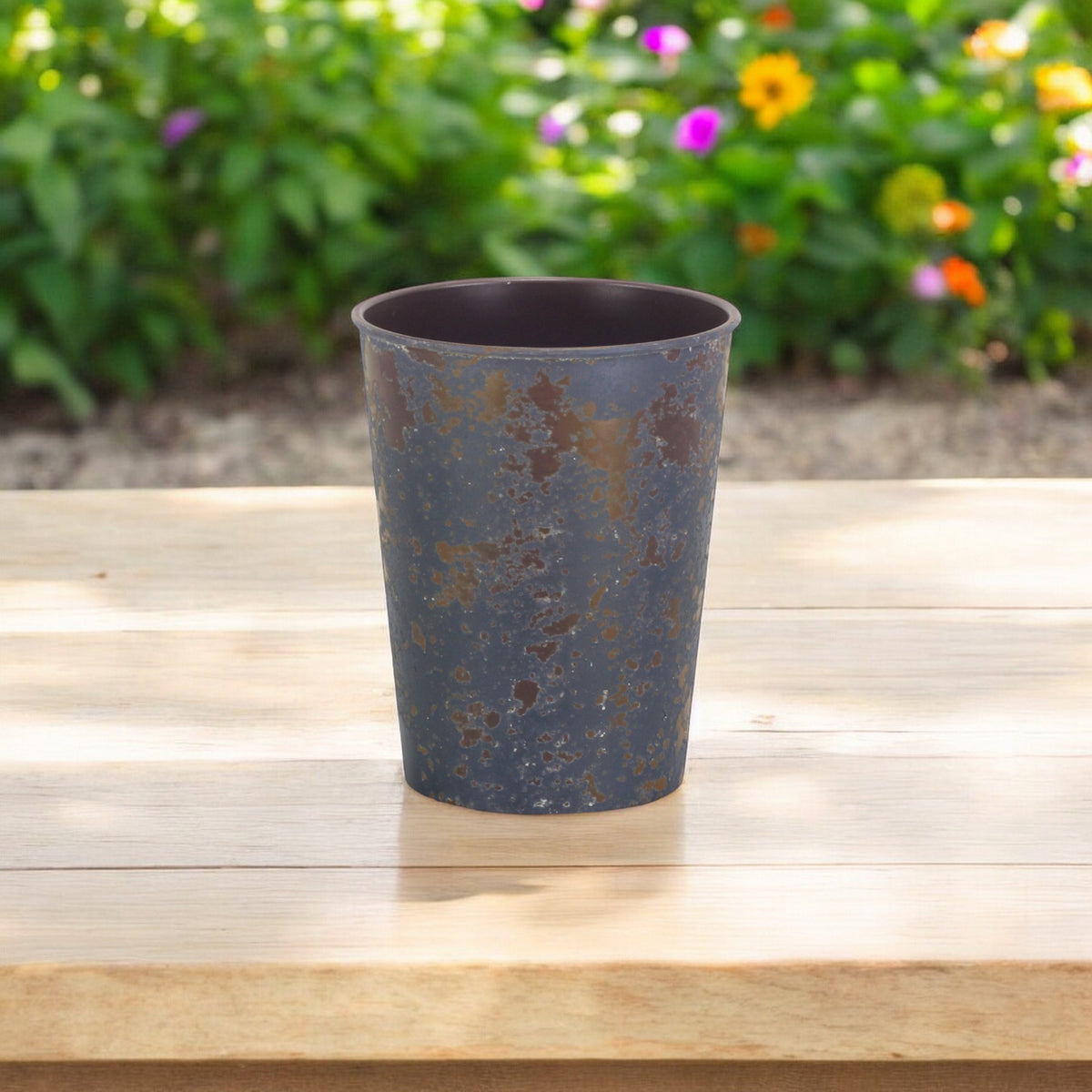 5' Blue Recycled Plastic Indoor Outdoor Round Pot Planter