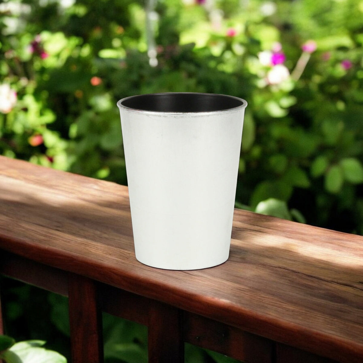 5' Silver Recycled Plastic Indoor Outdoor Round Pot Planter