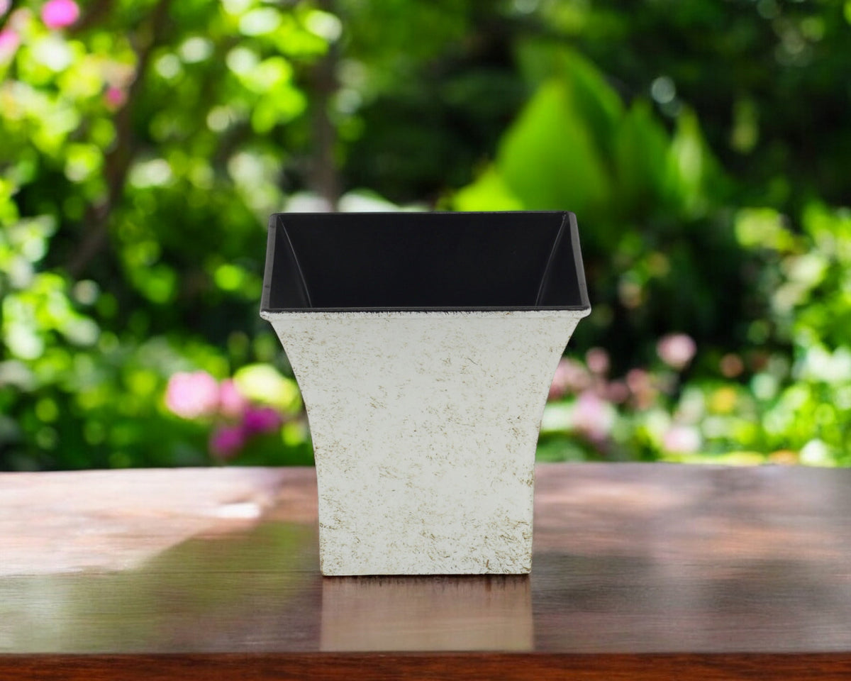 5' Cream Recycled Plastic Indoor Outdoor Square Nursery Pot
