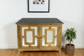45 Brown And Gray Solid Wood Carved Geometric Sideboard with Two Doors