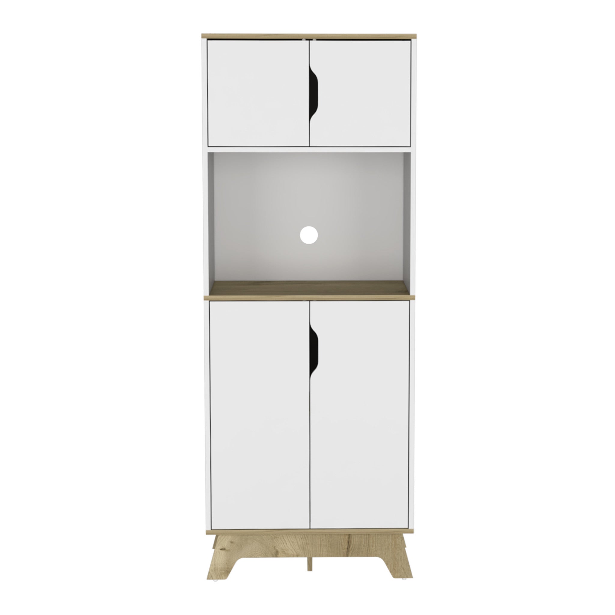 25.59 X 15.75 X 67.17 Light Oak / White Particle board Brussel Microwave Pantry Cabinet