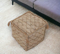 18 Brown Jute Cube Trellis Pouf Ottoman