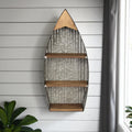 23 Brown And Gray Galvanized Metal And Wood Wall Mounted Boat Shelf
