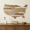 19 X 31 Brown and Gray USA Wood and Metal Hanging Dimensional Sculpture