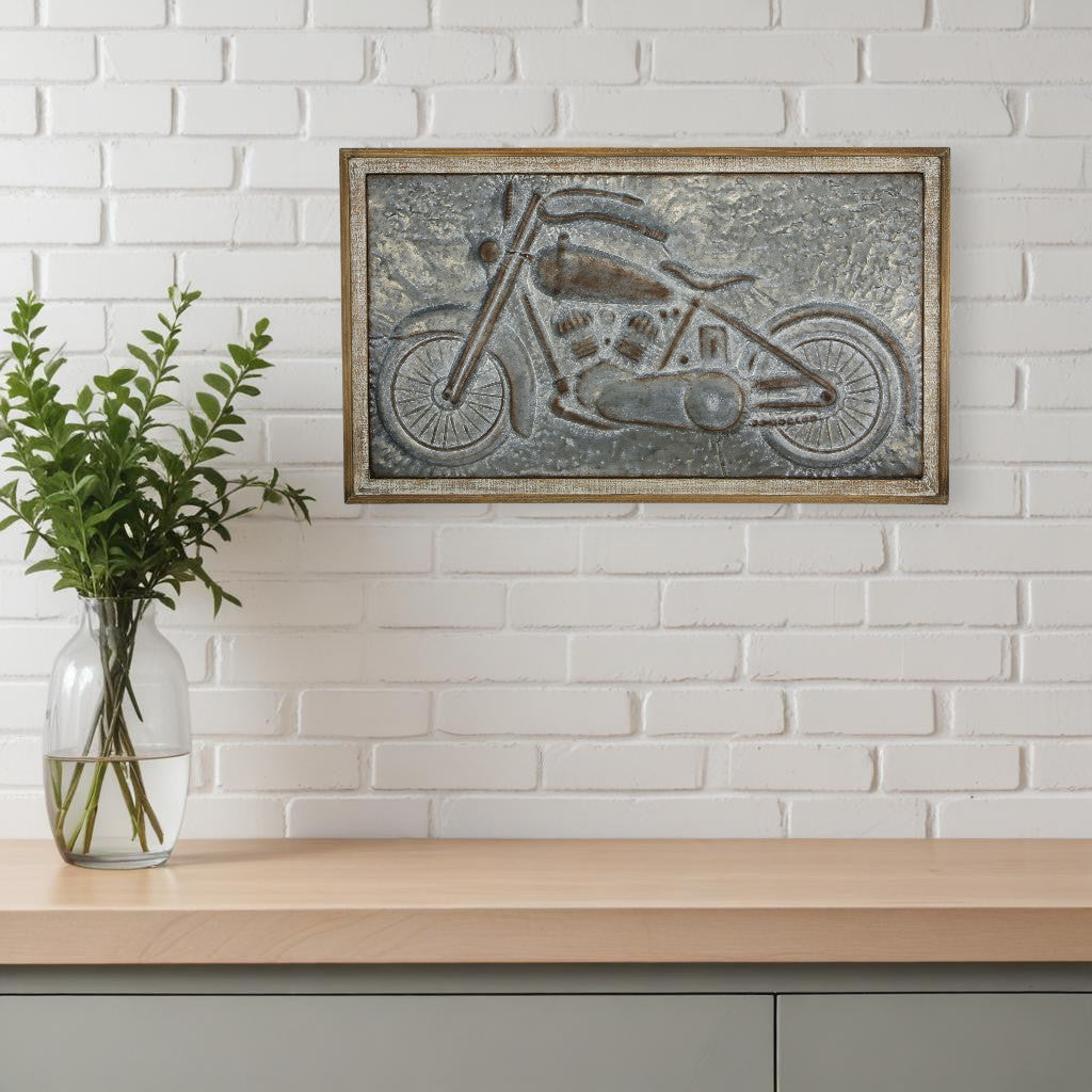 23 X 39 Gray and Brown Wood and Metal Wall Decor
