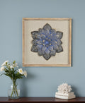 12 X 13 Dark Blue Flower Wood and Metal Wall Decor