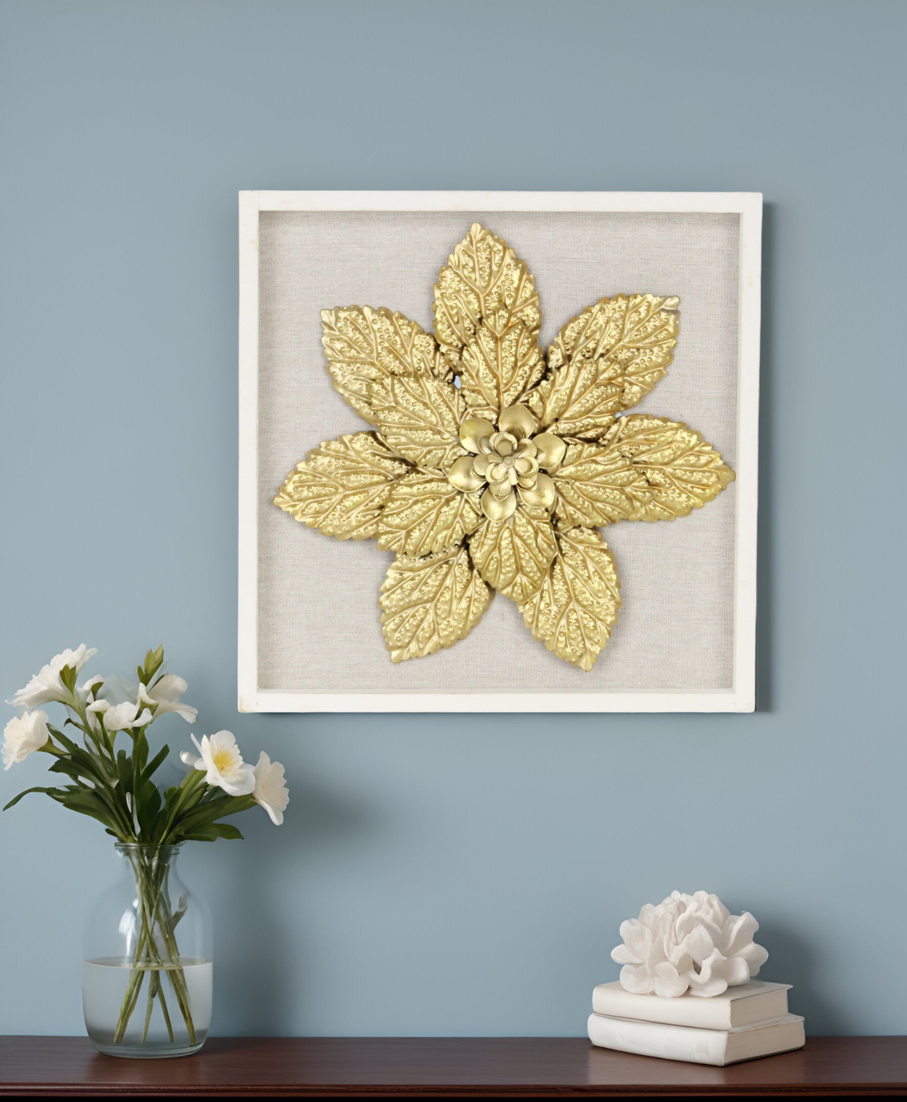 12 X 13 Gold Flower Wood and Metal Wall Decor