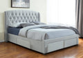 Gray King Tufted Upholstered Bed Frame With Three Drawers