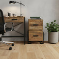 31 Brown And Black Distressed Solid Wood And Iron Two Drawer Filing Cabinet