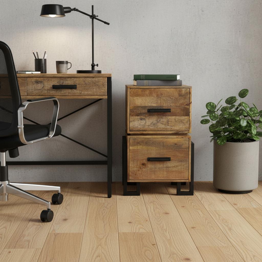31 Brown And Black Distressed Solid Wood And Iron Two Drawer Filing Cabinet