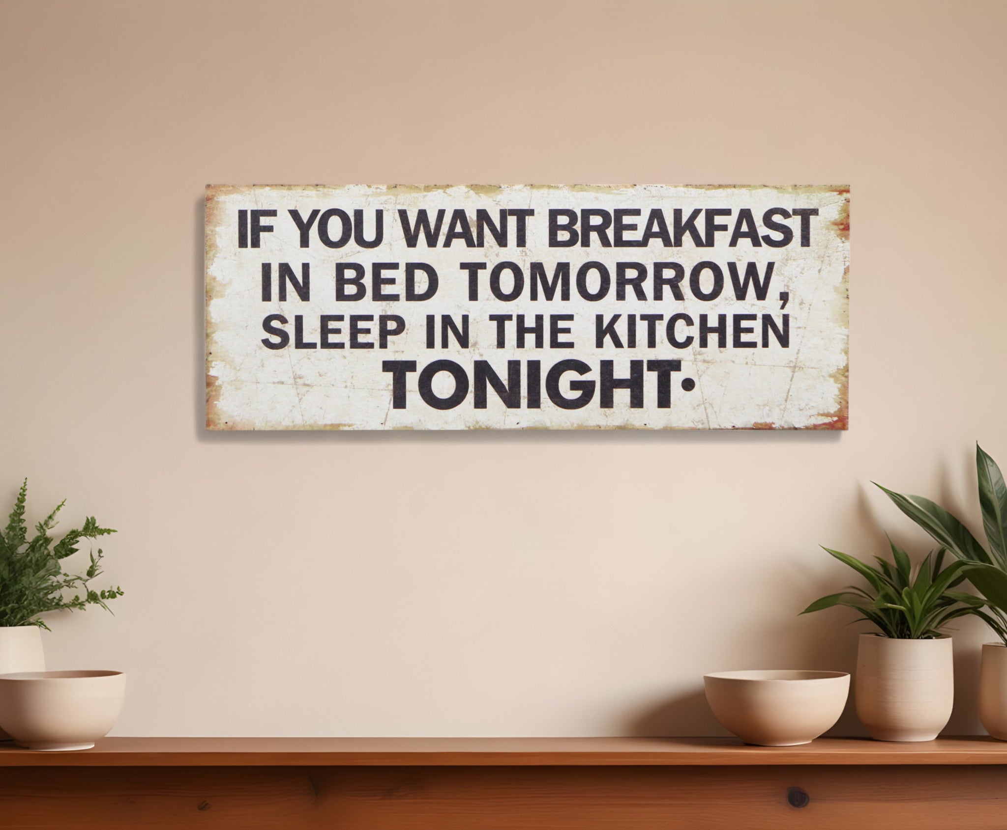 9 X 24 White and Black If You Want Breakfast Wood Wall Decor