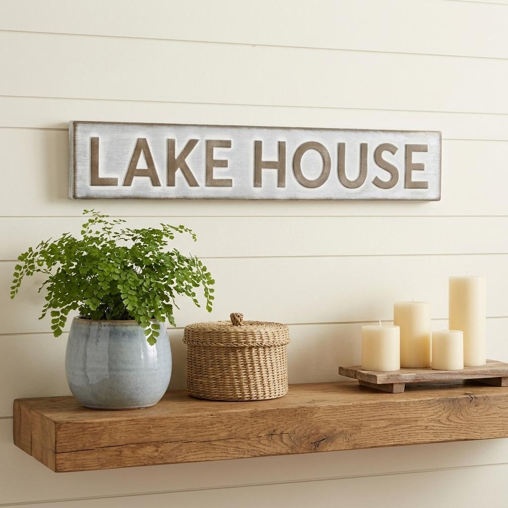5 X 24 Gray and Brown Lake House Metal Wall Decor