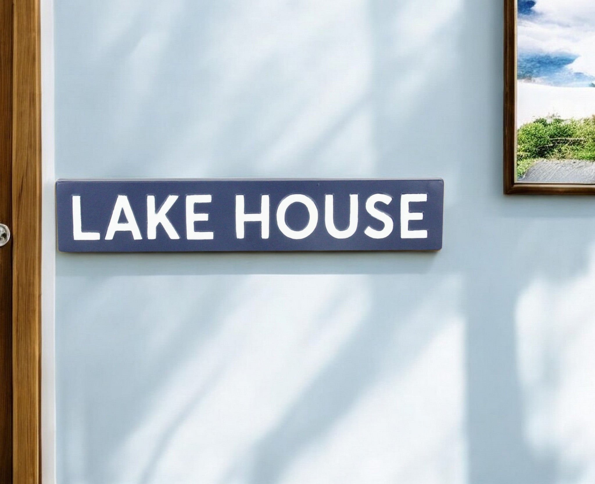5 X 24 Blue and White Lake House Metal Wall Decor