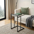 27 Inch Gray and Black Distressed Reclaimed Wood and Iron End Table