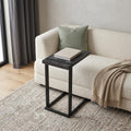 25 Inch Black Distressed Wood and Iron End Table