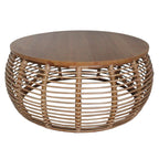 Npd Furniture And More Iris Rattan Round Coffee Table, Honey Brown