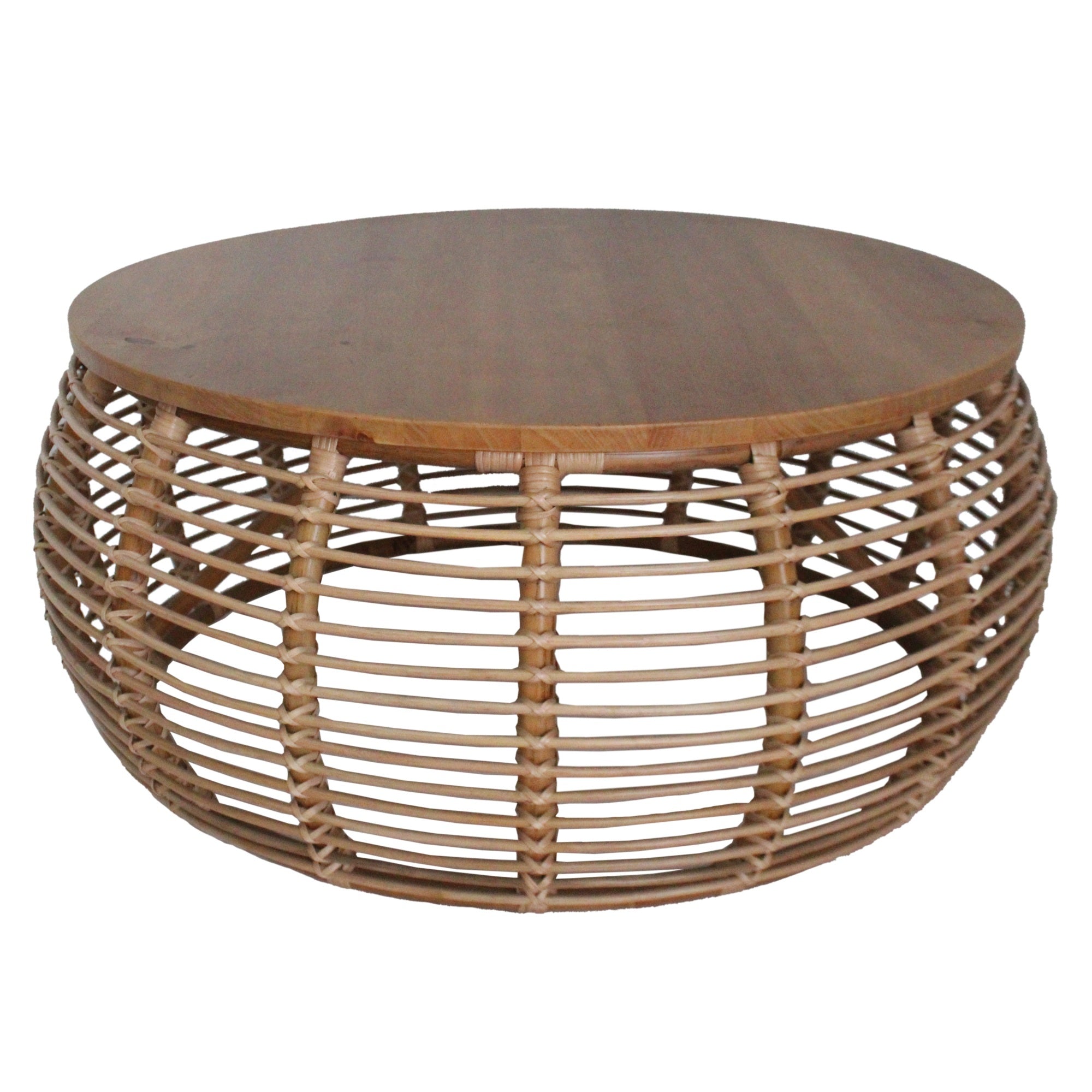 Npd Furniture And More Iris Rattan Round Coffee Table, Honey Brown