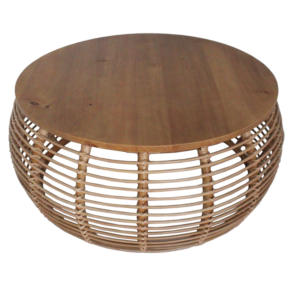 Npd Furniture And More Iris Rattan Round Coffee Table, Honey Brown