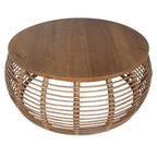 Npd Furniture And More Iris Rattan Round Coffee Table, Honey Brown