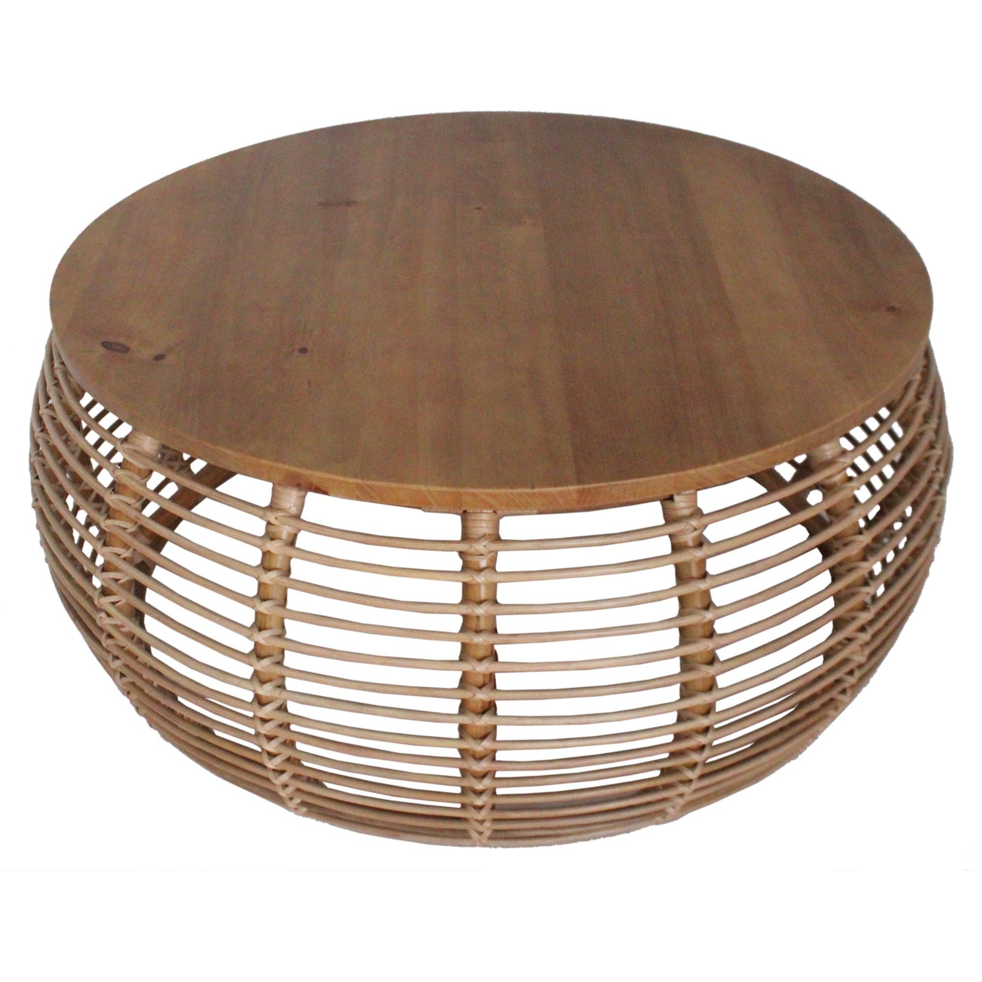 Npd Furniture And More Iris Rattan Round Coffee Table, Honey Brown