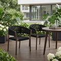 Set of Two 26 Black Solid Wood Outdoor Dining Chair