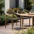 Set of Two 22 Black and Natural Wood Solid Wood Outdoor Dining Chairs