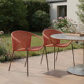 Set of Two 25 Red Metal Outdoor Dining Chair